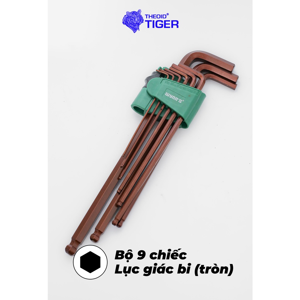 Bộ Lục Giác Đầu Bông Hoa Thị, Đầu Bi Theoid Tiger  - 9 kích thước - Thép cứng cáp mạ crom - Chính Hãng