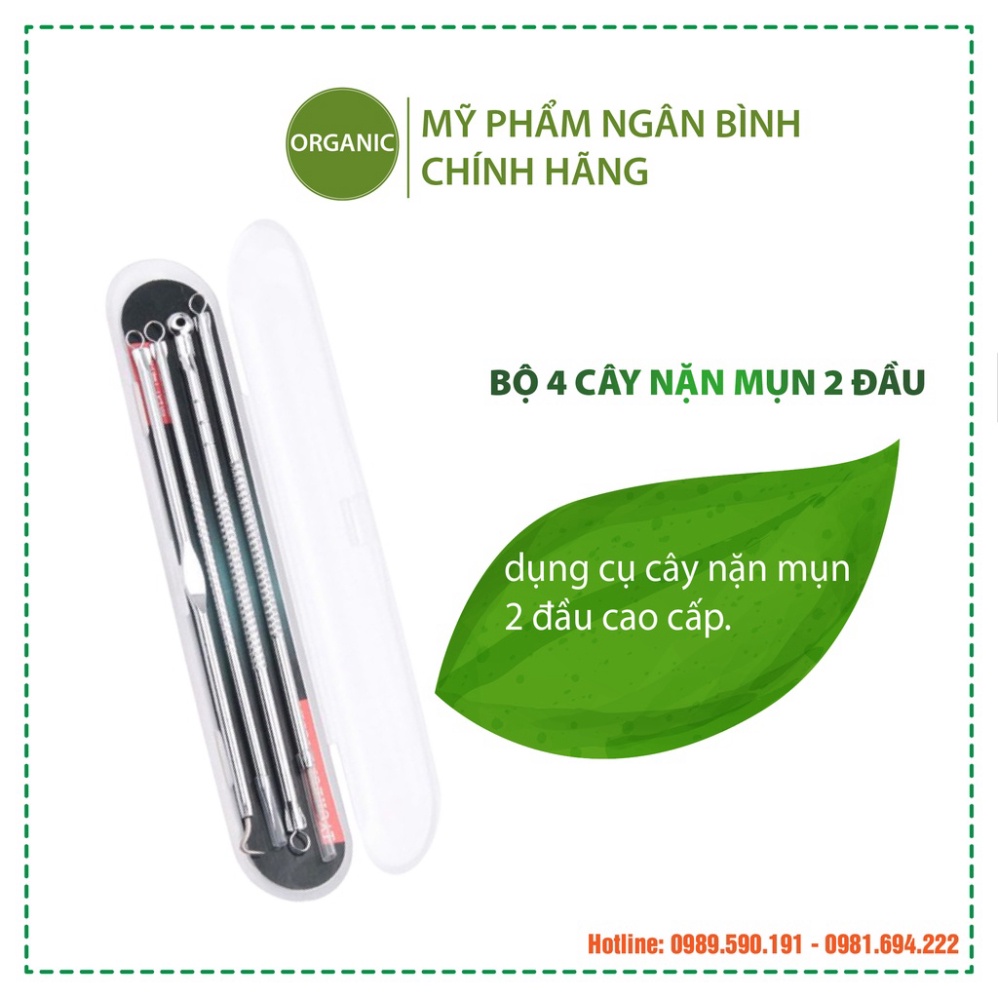 Bộ 4 cây nặn mụn đầu đen chuyên nghiệp trong spa,dụng cụ cây nặn mụn 2 đầu cao cấp A Lá Kids