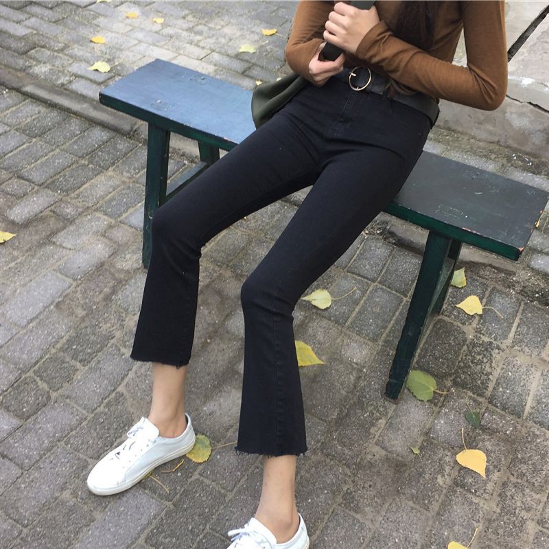 Quần Jean Lưng Cao Ống Loe Thời Trang Cho Nữ