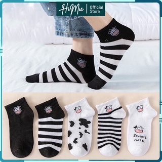Tất nữ cổ ngắn bò sữa, tất nữ hàn quốc cute combo 5 đôi HiMie