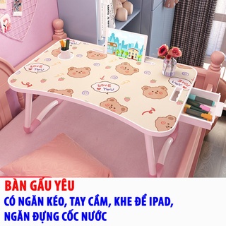 Bàn học làm việc gấp gọn thông minh có khe cắm ipad điện thoại 2022