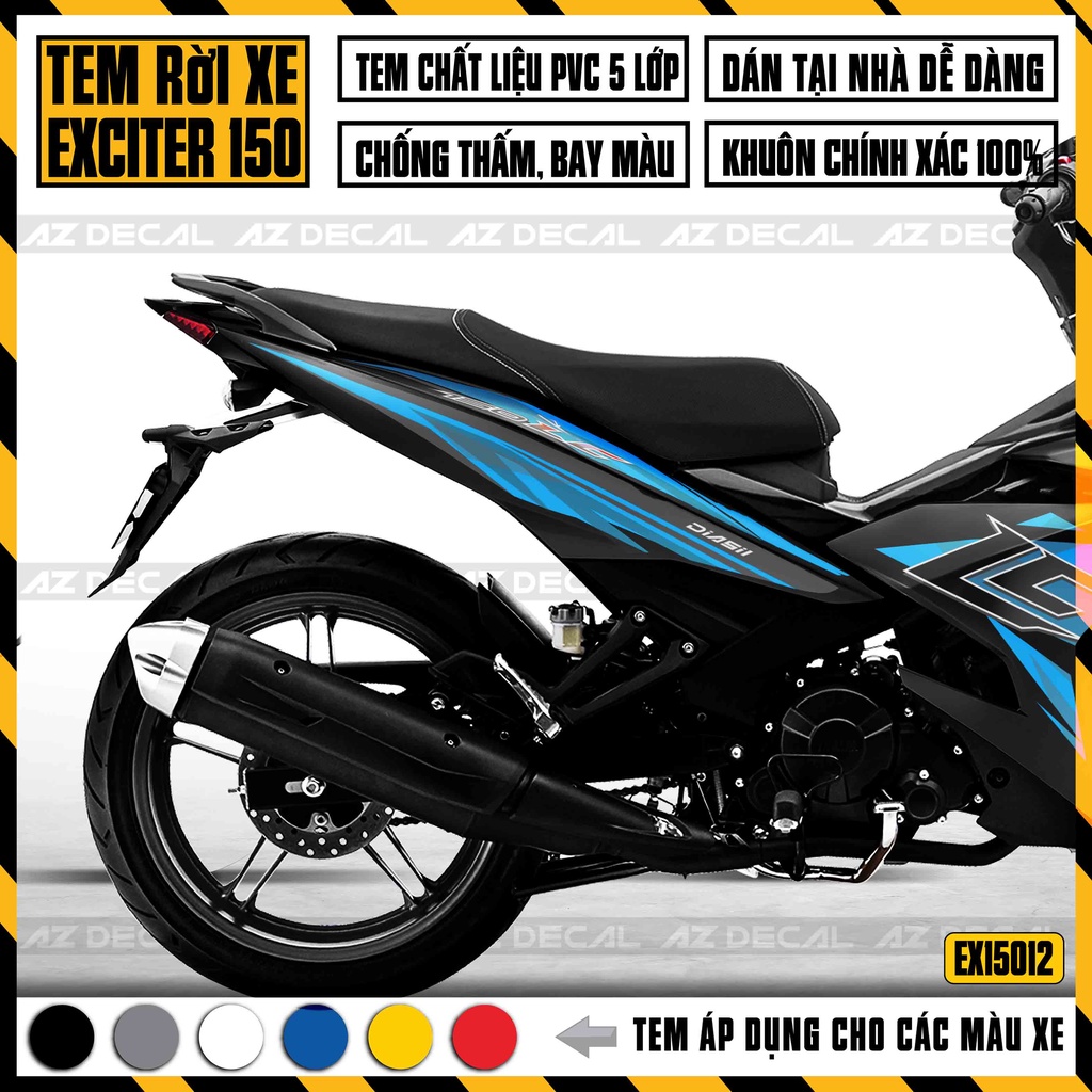 Tem Rời Dán Xe Exciter 150 Mẫu LC | 2EX15012 | Decal Chế Dán Xe EX150 Chống Nước, Bền Màu