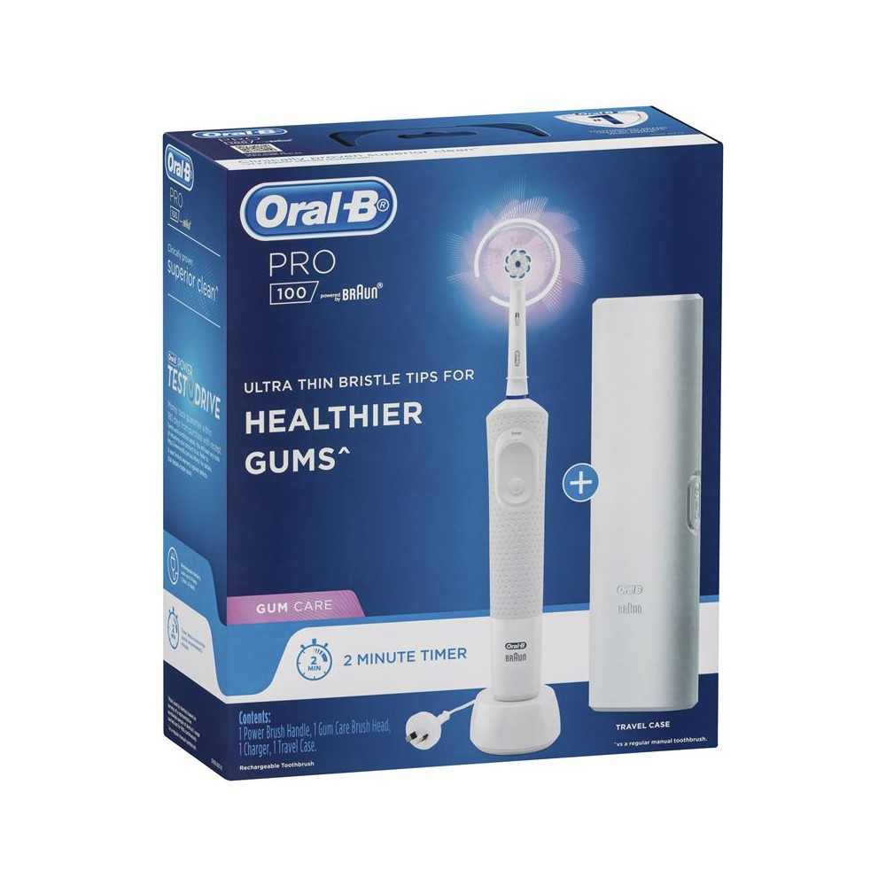 Bàn chải đánh răng điện Oral B Pro 100, công nghệ làm sạch 2D ( Dòng Cao Cấp), hàng Úc