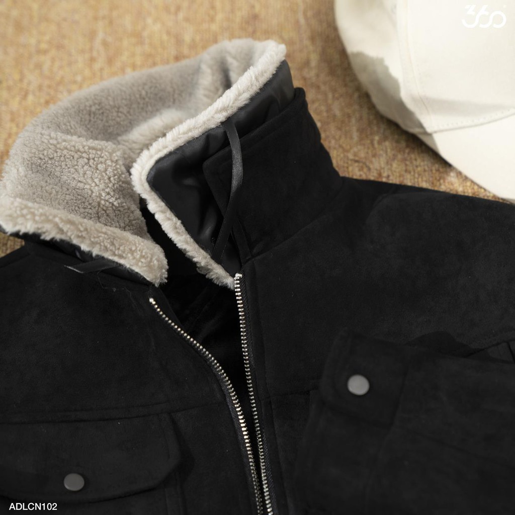 [Mã FAMALLT5 giảm 15% đơn 150K] Áo da lộn cao cấp thương hiệu 360 Boutique cổ lông tháo lắp dễ dàng - ADLCN102 | BigBuy360 - bigbuy360.vn