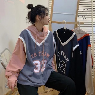 Áo hoodie phối áo bóng rổ may liền siêu xinh kèm ảnh thật khách mặc