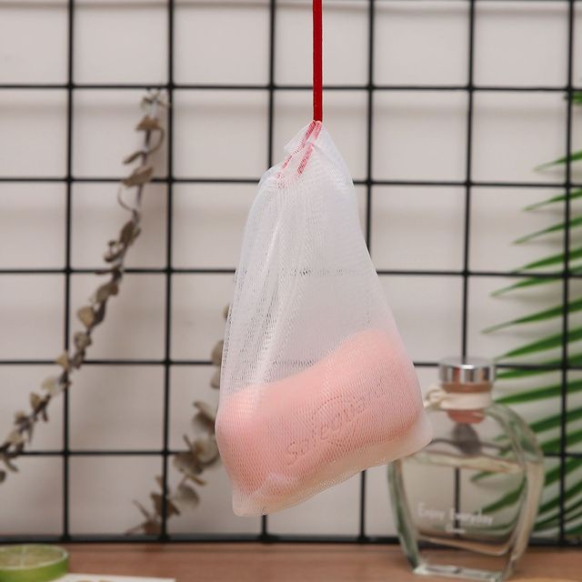 [Hàng mới về] Túi lưới đựng xà phòng tạo bọt handmade kiểu dây rút hai lớp nhiều màu sắc tùy chọn phong cách Nhật Bản