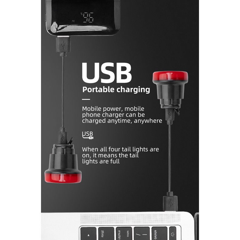 Rockbros Đèn LED Phanh Xe Thông Minh Chống Thấm Nước Kèm Sạc Tiện Dụng Dành Cho Xe Đạp