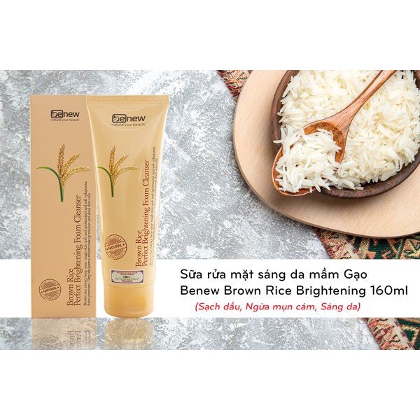 🌱Sữa rửa mặt 🌱 sáng da mầm Gạo 🌱 - Benew Brown Rice Brightening 160ml