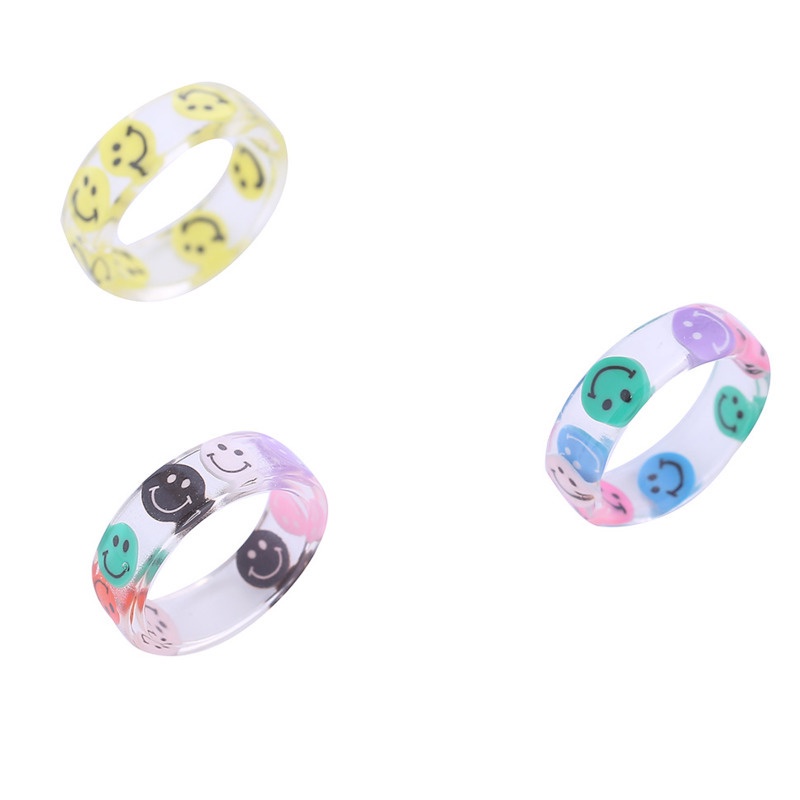 Nhẫn Nhựa Trong Suốt Hình Mặt Cười Xinh Xắn Dễ Phối Đồ