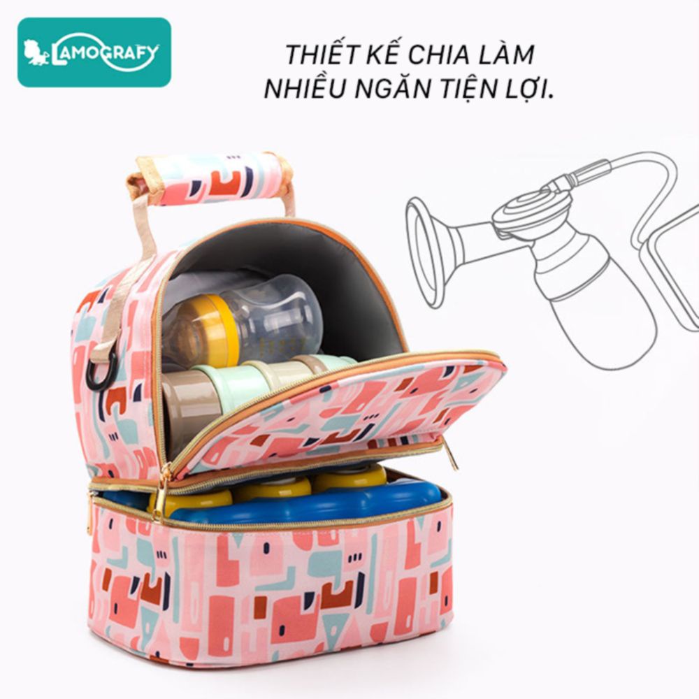 Free Ship  Balo giữ lạnh sữa mẹ cao cấp thương hiệu Lamografy