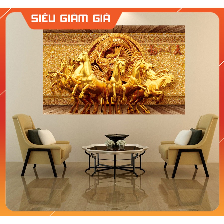 Tranh Dán Tường Ngựa 3D , Nền 3D , ( ZISE 60 X 90) , Có Keo Sẵn Lột Ra Là Dán Cực Đơn Giản