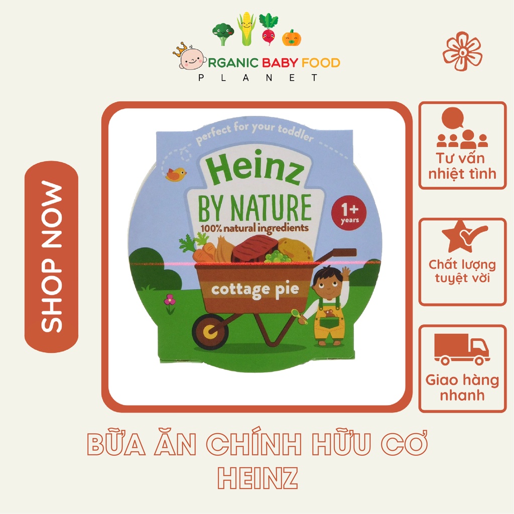 Bữa ăn chính hữu cơ Heinz cho bé 12 tháng tuổi, hộp 230gr