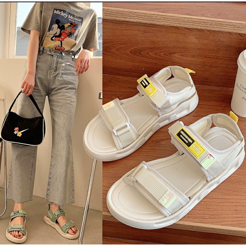 FREESHIP GIÀY SANDAL HỌC SINH FIN HAI QUAI DÁN ÊM CHÂN SIÊU XINH