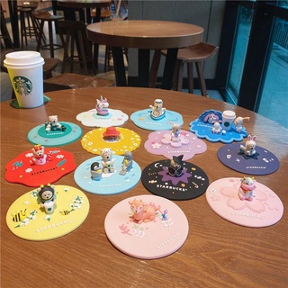 Nắp cốc cà phê starbucks bằng silicon họa tiết hoa anh đào có nắp đậy chống bụi