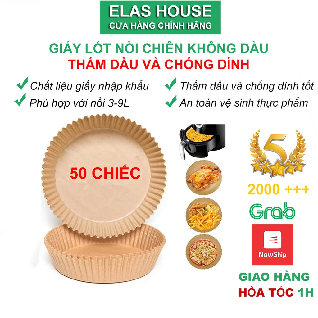 Giấy lót nồi chiên không dầu 100 chiếc khay giấy nến cho nồi chiên không dầu, chống dính đa năng tiện dụng
