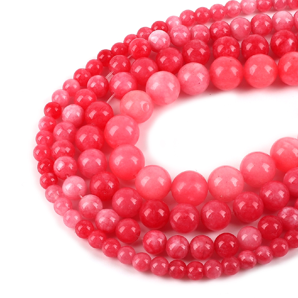 Chuỗi hạt đá tròn tự nhiên màu đỏ kích thước 6-12 mm dùng để làm trang sức thủ công