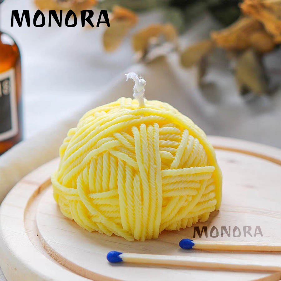 Nến thư giãn hình cuộn len MONORA C3 trang trí không khói sáp decor phụ kiện trang trí phòng - candle decor