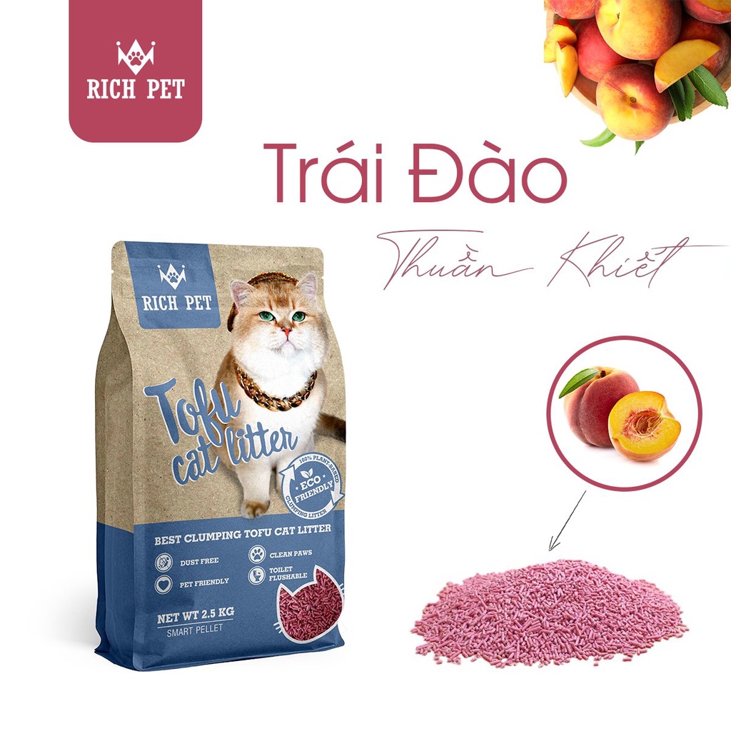 Cát vệ sinh mèo đậu nành đậu phụ Richpet tofu litter dùng được cho Petree Minion, Pura X PuraX, Pura Max Rich Pet