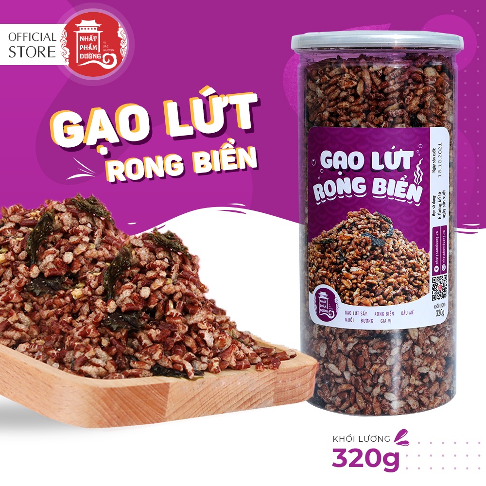 Cốm gạo lứt sấy rong biển 320g Nhất Phẩm Đường đồ ăn vặt healthy