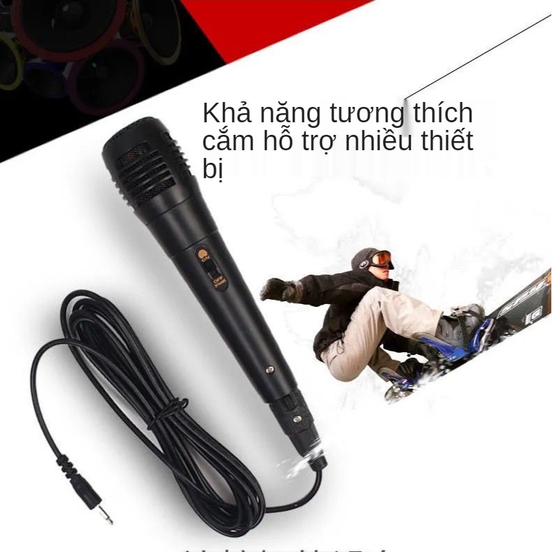 Mic hát karaoke có dây jack chân cắm 3.5mm , áp dụng với dòng loa karaoke có jack 3.5 và hỗ trợ hát karaoke - XSmart