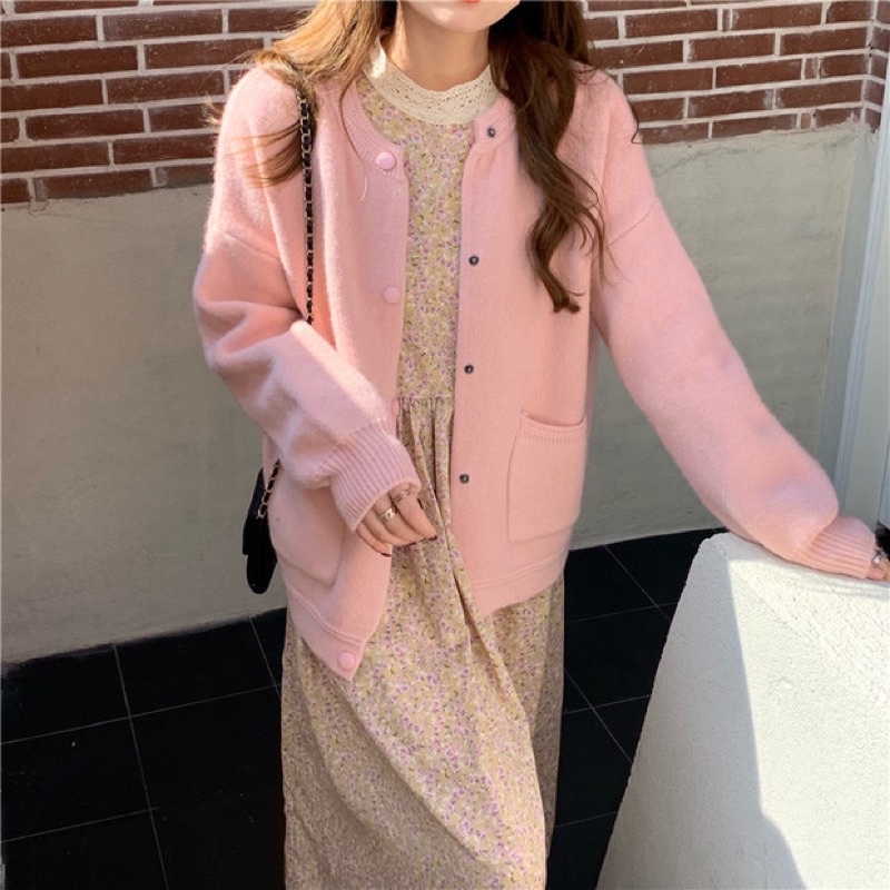 Set váy dài kèm áo khoác mùa đông ulzzang