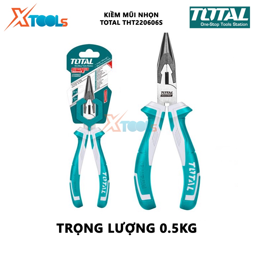Kìm mũi nhọn cao cấp  TOTAL THT220606S | kềm mũi nhọn mỏ dài Kích thước 6 inch;/160mm,8inch, Chất liệu bằng thép CR-V, đ
