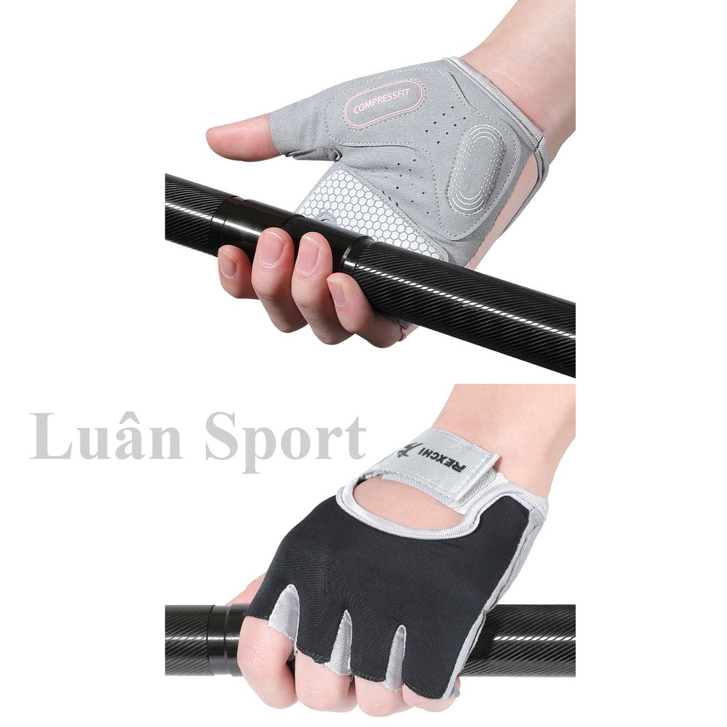 Găng tay thể thao có đệm 3 điểm lòng bàn tay - Găng tay tập Gym chính hãng Rexchi - Chống chai tay