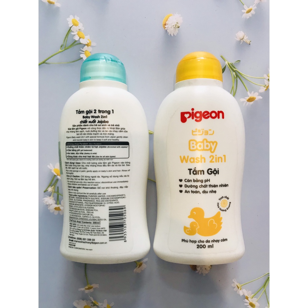 Sữa tắm gội dịu nhẹ Pigeon 2in1 Hoa hướng dương / Jojoba