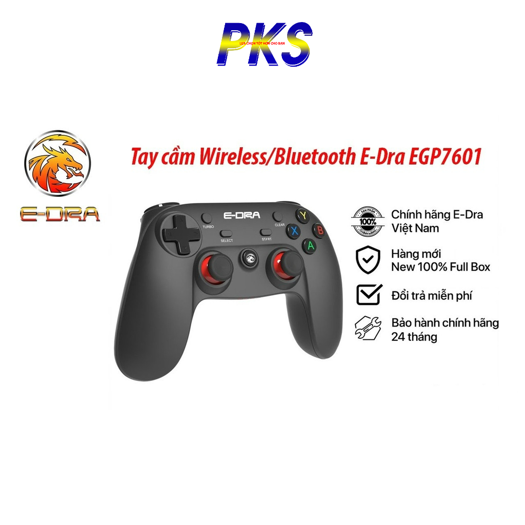 Tay cầm chơi game không dây Wireless/Bluetooth E-Dra EGP7601 màu đen