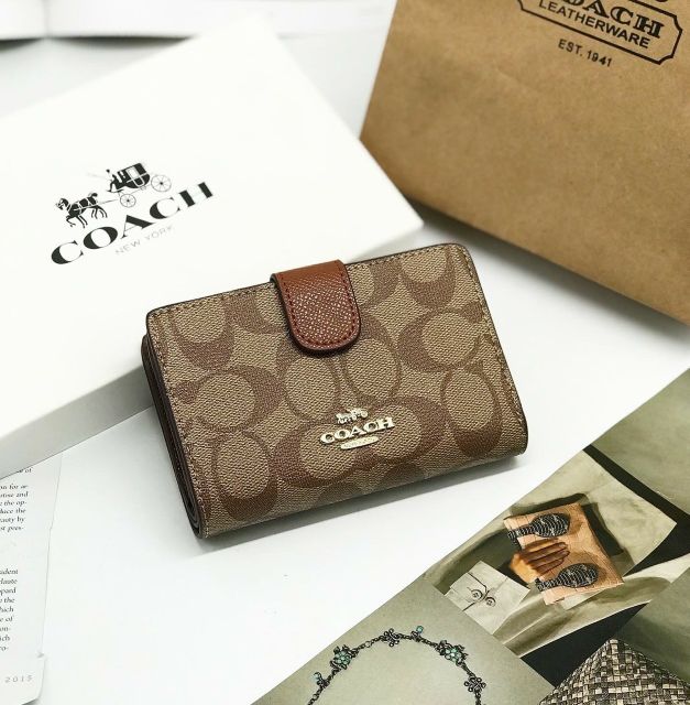 😍VÍ COACH NẮP GÀI MINI CHUẨN HÃNG😍