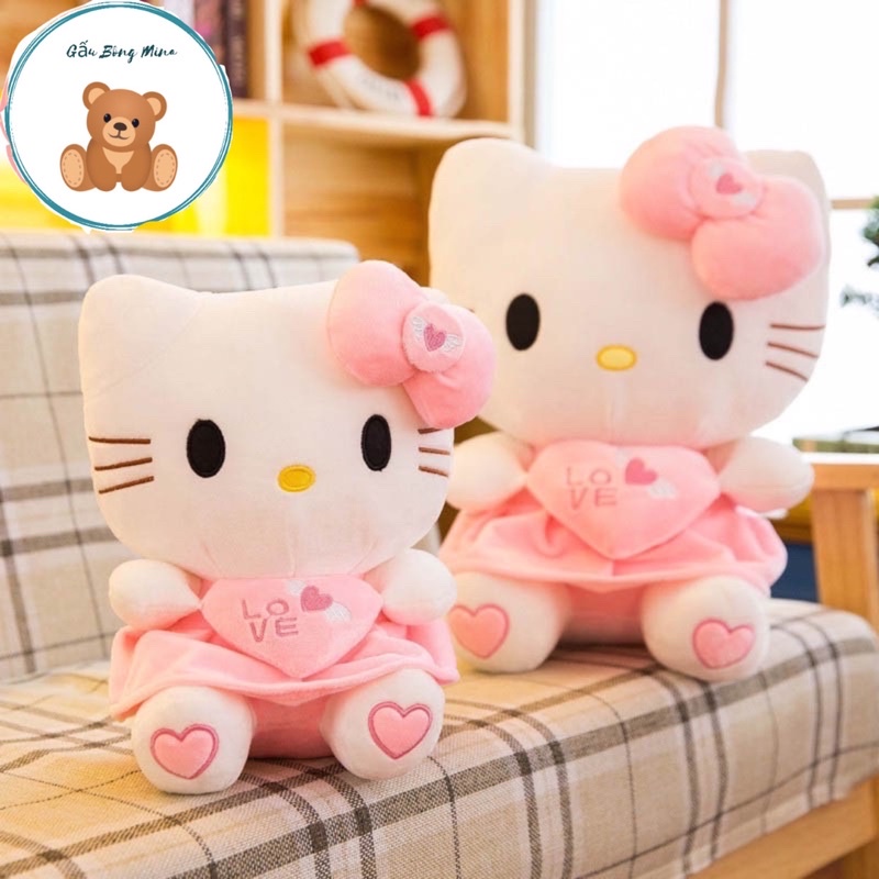 Gấu Bông Hello Kitty Thiên Thần Ôm Tim - Quà Tặng Cao Cấp Cho Bé - Gấu Bông Mina