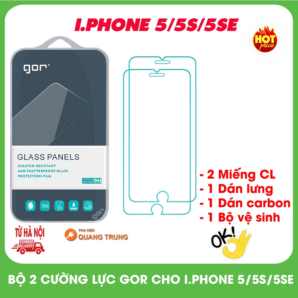 Bộ 2 miếng cường lực gor dành cho i.phone 5,i.phone 5s, i.phone 5SE,bảo vệ cực tốt