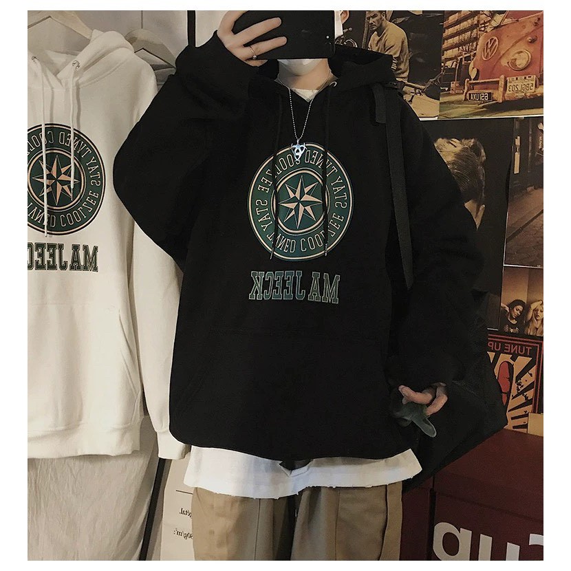 Áo hoodie 2 màu form rộng in hình tròn giữa ngực nam nữ mặc đều đẹp | BigBuy360 - bigbuy360.vn