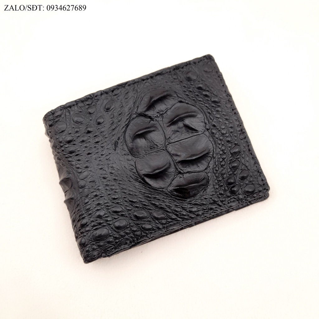 Bóp nam, ví da thật, ví nam cá sấu, bóp da cá sấu lưng gù 2 mặt.