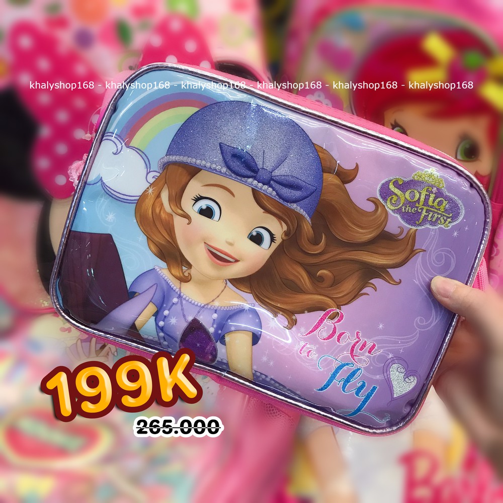 Túi đeo chéo hình công chúa Sofia tóc bay màu hồng tím cho bé gái (Thái Lan) - 290SFNG4002146 - (24x5x18cm)