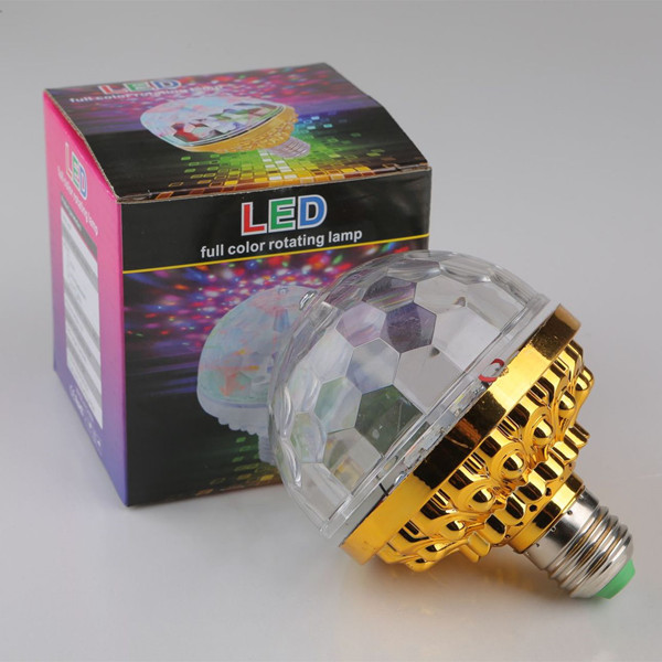 Bóng Đèn led e27 6w Xoay Tự Động Nhiều Màu Sắc Trang Trí Bữa Tiệc Tiện Dụng