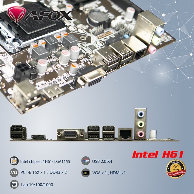 Bo Mạch Chủ Mainboard AFOX H81 | H61 MA2 chính hãng mới 100% - FULL VAT - Bảo hành 3 năm !!!