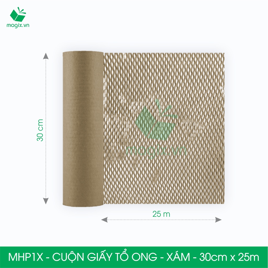 MHP1X - 0.3x25m - CUỘN GIẤY TỔ ONG MÁU XÁM CHỐNG SỐC THAY THẾ BÓNG KHÍ XỐP HƠI ĐÓNG HÀNG