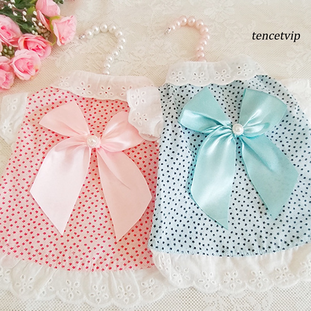 Đầm Cotton Phối Bèo Đính Nơ Thời Trang Mùa Hè Cho Thú Cưng