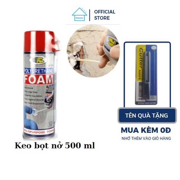 Keo xịt bọt nở POLYURETHANE FOAM SPRAY trương nở chống thấm chống nóng, cách âm cách nhiệt DOCONU