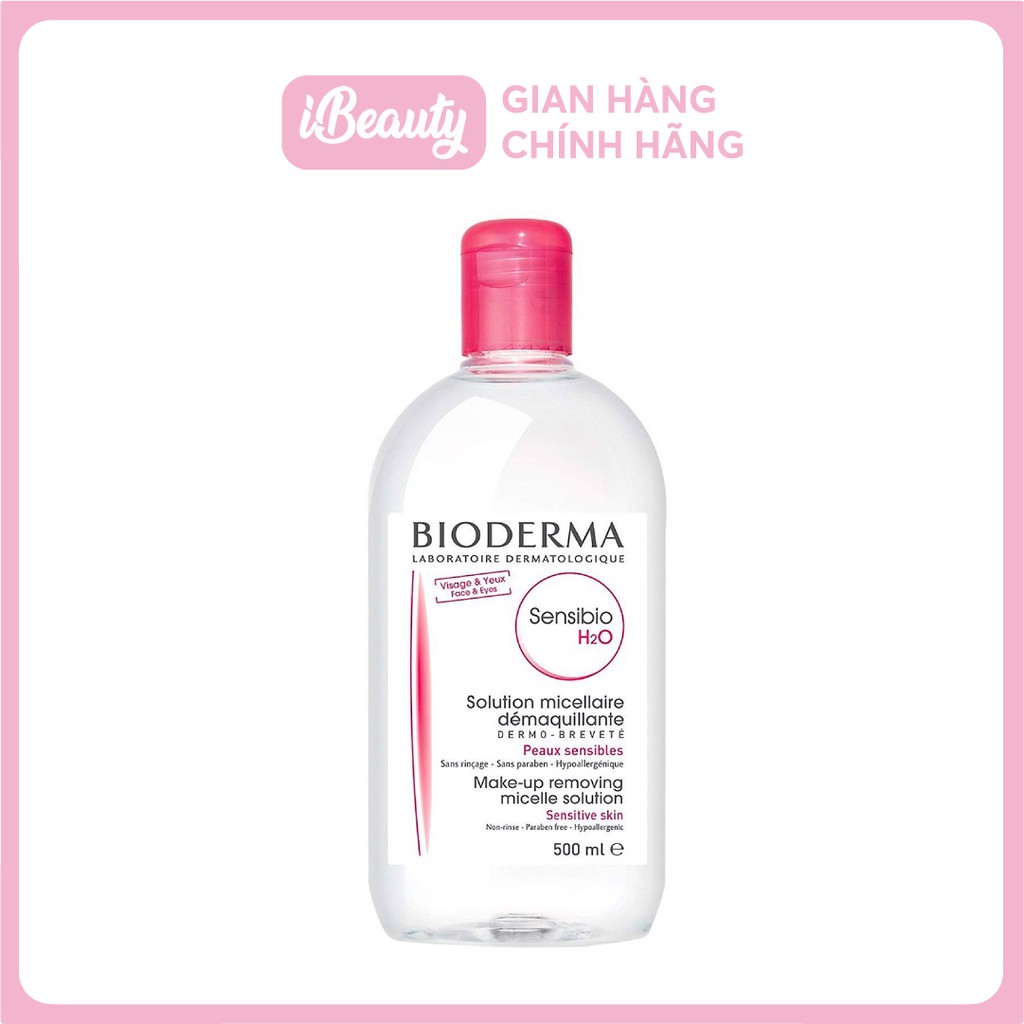 NƯỚC TẨY TRANG BIODERMA DÀNH CHO DA NHẠY CẢM SENSIBIO H2O 100ml & 500ml (Chai màu hồng) - Pháp chính hãng