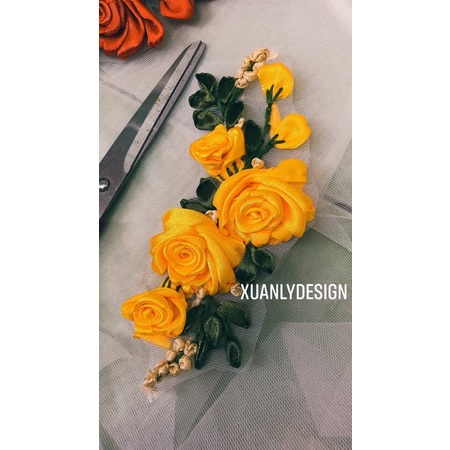 Hoa thêu đính đầm váy