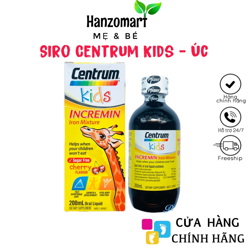 Centrum Kids Biếng Ăn Incremin Iron Mixture Vị Cherry - CHUẨN ÚC | CHAI 200 ML |