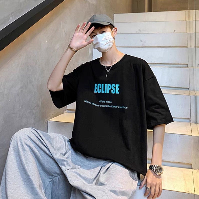 Áo thun tay lỡ form rộng in họa tiết chữ ECLIPSE phong cách -  phông Unisex nam nữ đều mặc được