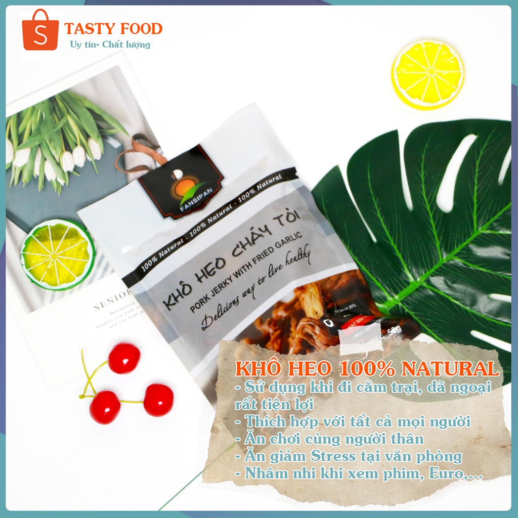 KHÔ HEO CHÁY TỎI Fanxipan thượng hạng loại 50g, gói heo khô cháy tỏi thơm ngon đậm vị, khô heo loại 1 đảm bả | BigBuy360 - bigbuy360.vn