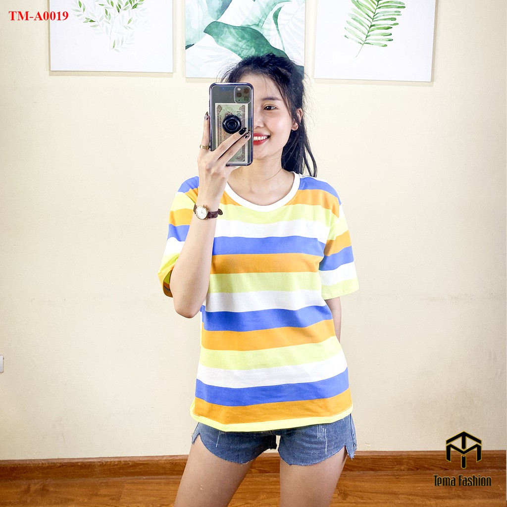 Áo phông nữ TEMA - Áo thun nữ kẻ ngang siêu xinh nhiều màu cổ tròn chất cotton siêu mát | BigBuy360 - bigbuy360.vn