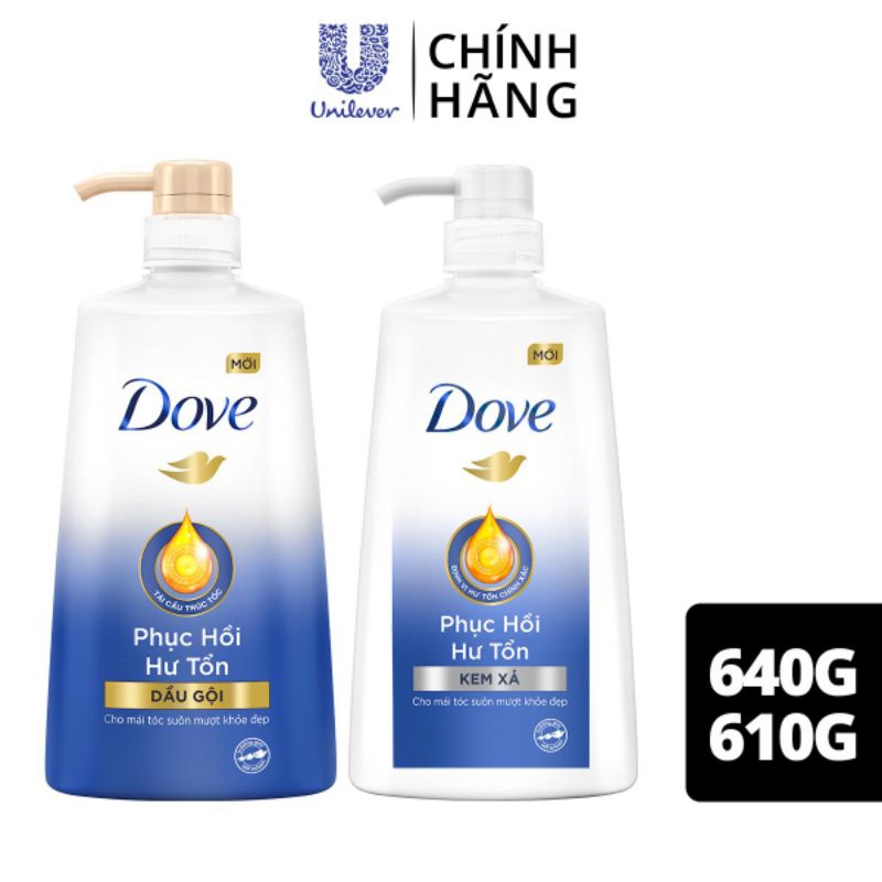 [CHÍNH HÃNG]Combo Dầu Gội 640g+Kem Xả 610g Dove Phục Hồi Hư Tổn .