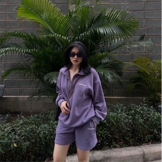 COMMON SENSE-áo nỉ tím half zip