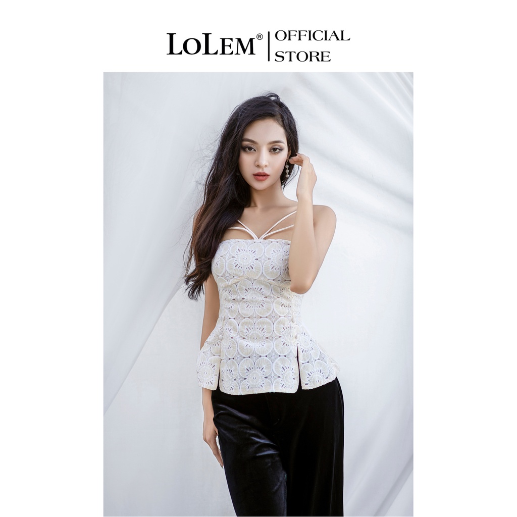 Áo 2 dây LOLEM AK1260 form peplum vải ren thoáng mát