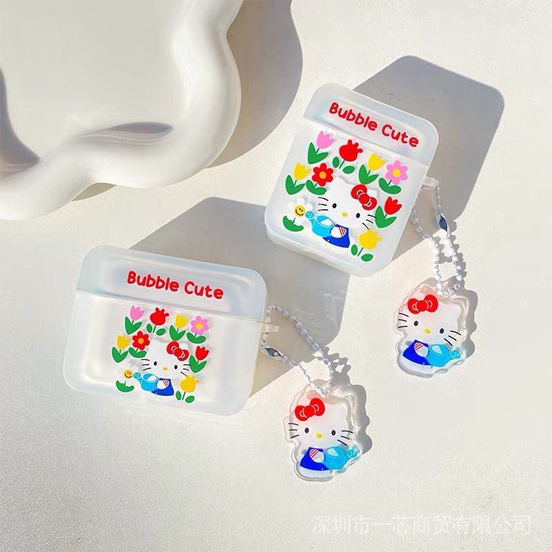 Vỏ Bảo Vệ Hộp Sạc Tai Nghe airpods 1 2 3 Pro Mềm Trong Suốt Họa Tiết Hoạt Hình Hello Kitty Dễ Thương